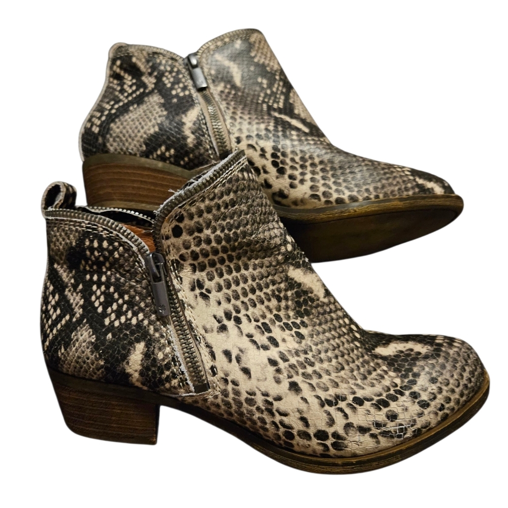 Lucky Brand Bartalino Snakeskin Ankle Boots Size 7.5W